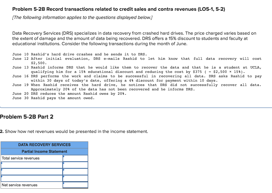 Solved Problem 5-2B Record transactions related to credit | Chegg.com