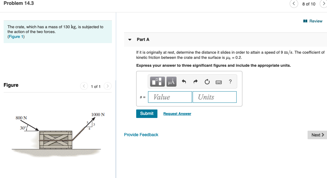 Solved Problem 14.3 8 of 10 Review The crate, which has a | Chegg.com