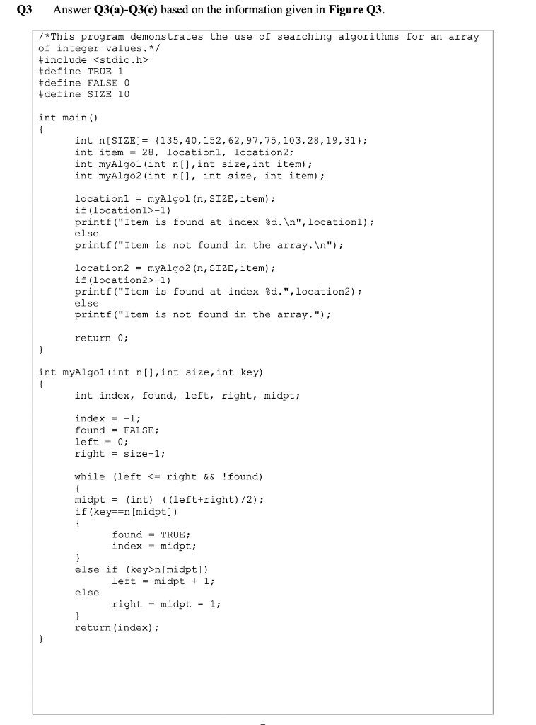Solved Q3 Answer Q3 (a)-Q3(c) based on the information given | Chegg.com