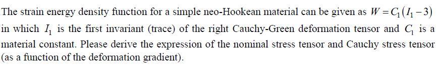Solved The Strain Energy Density Function For A Simple | Chegg.com