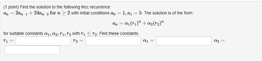 Solved (1 point) Find the solution to the following | Chegg.com