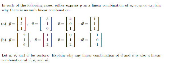 Solved In each of the following cases, either express p as a | Chegg.com