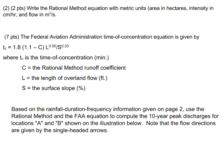 Solved (2) (2 pts) Write the Rational Method equation with | Chegg.com