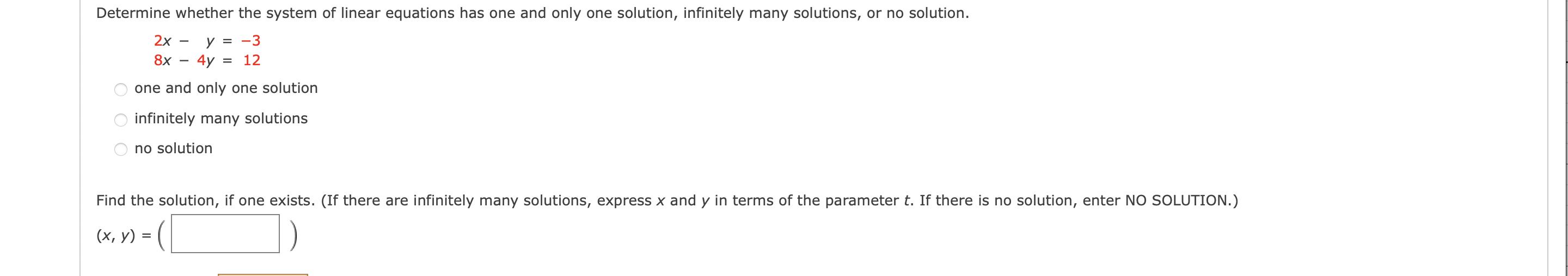 Solved Determine Whether The System Of Linear Equations Has 