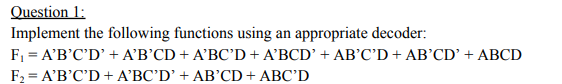 Solved Implement The Following Functions Using An | Chegg.com