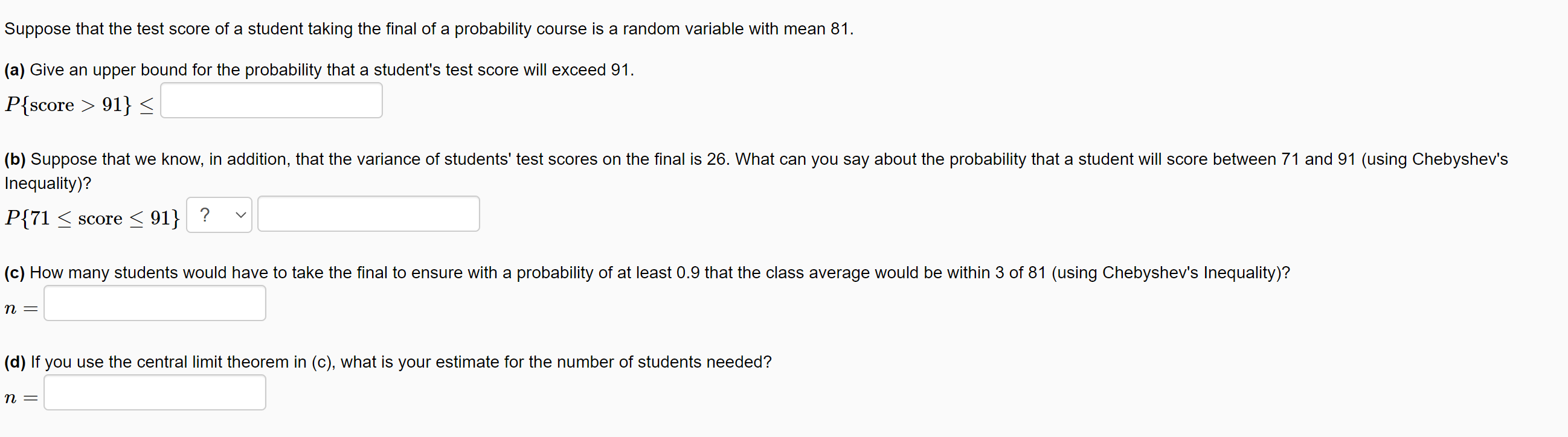 Solved Suppose that the test score of a student taking the | Chegg.com