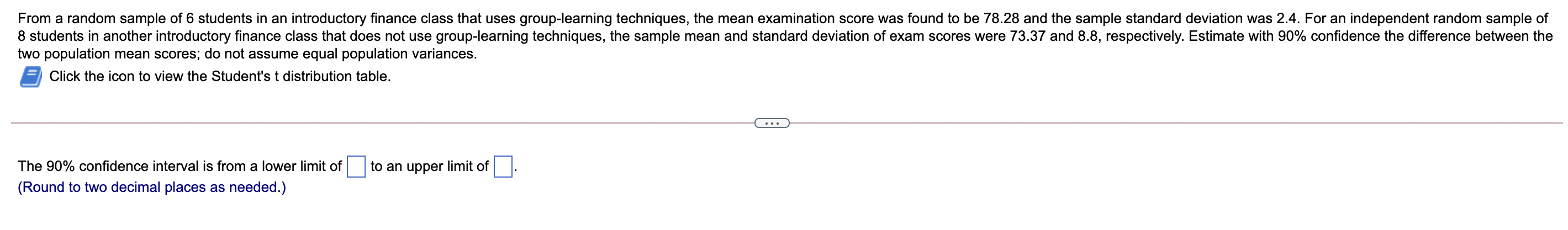 Solved From a random sample of 6 students in an introductory | Chegg.com