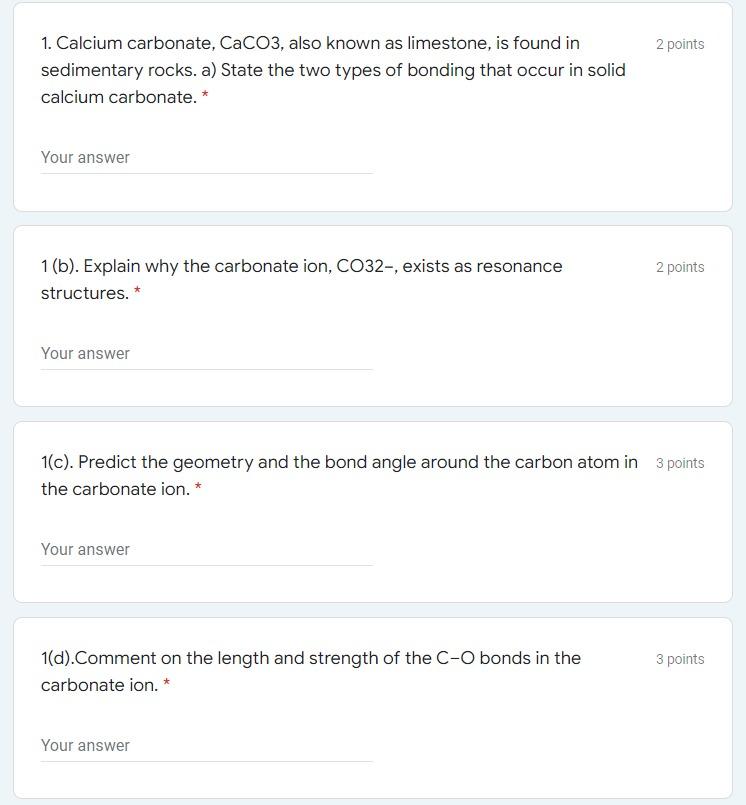 Calcium Carbonate CaCO 3 rocks (Limestone).