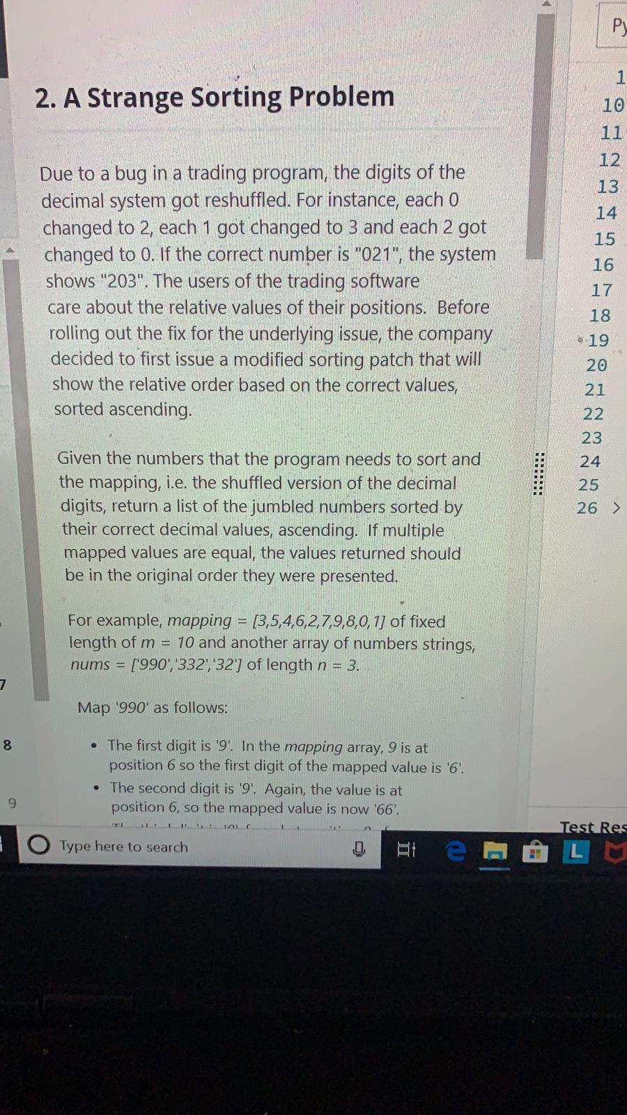 Solved 2. A Strange Sorting Problem 10 11 12 13 14 15 Due to | Chegg.com