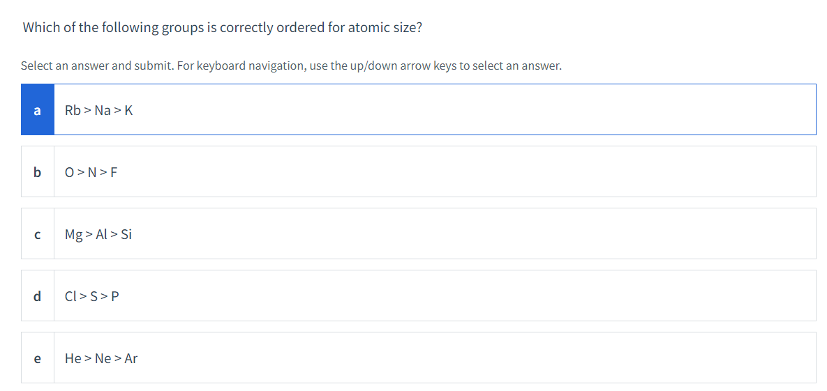 Solved Which Of The Following Groups Is Correctly Ordered | Chegg.com