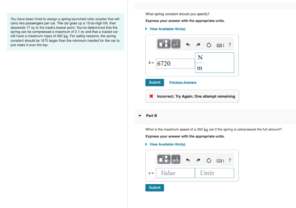 Solved What spring constant should you specify? Express your