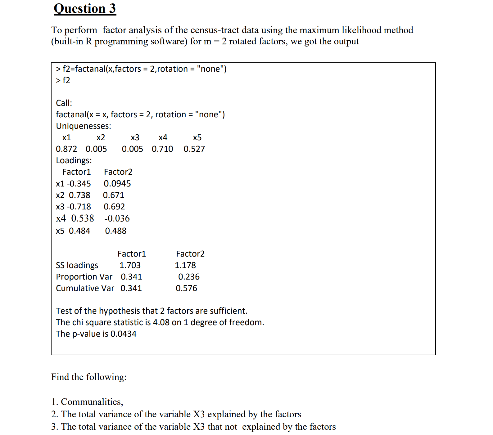 Solved to perform factor analysis of the census tract data chegg