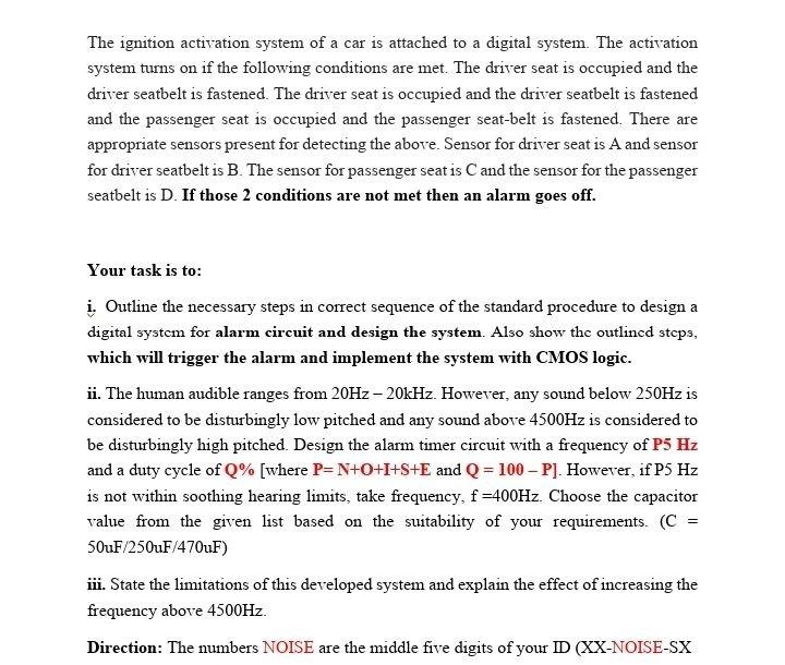 Solved The ignition activation system of a car is attached