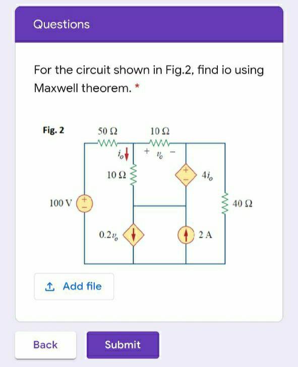Solved Questions For the circuit shown in Fig.2, find io | Chegg.com