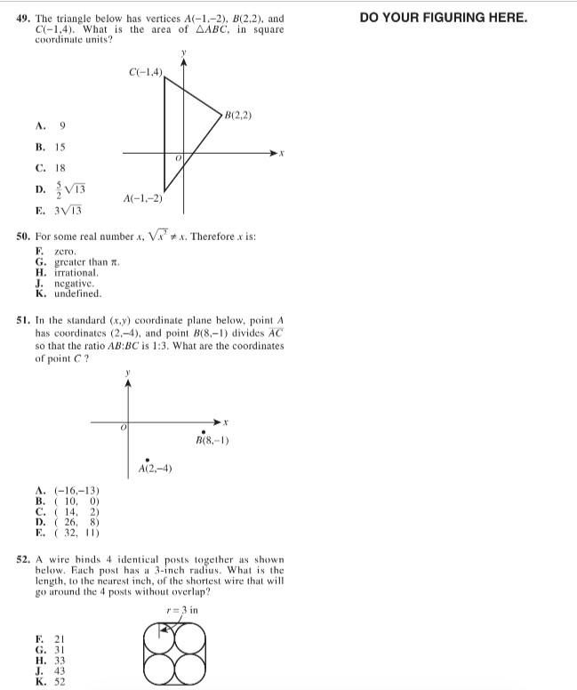 Solved 49. The triangle below has vertices A(-1.-2), B(2.2