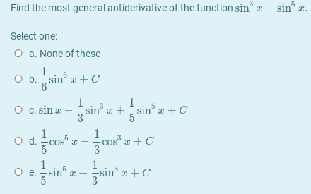 Solved Find The Most General Antiderivative Of 32 Select Chegg Com