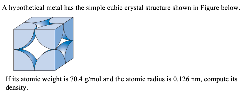 Solved A Hypothetical Metal Has The Simple Cubic Crystal | Chegg.com