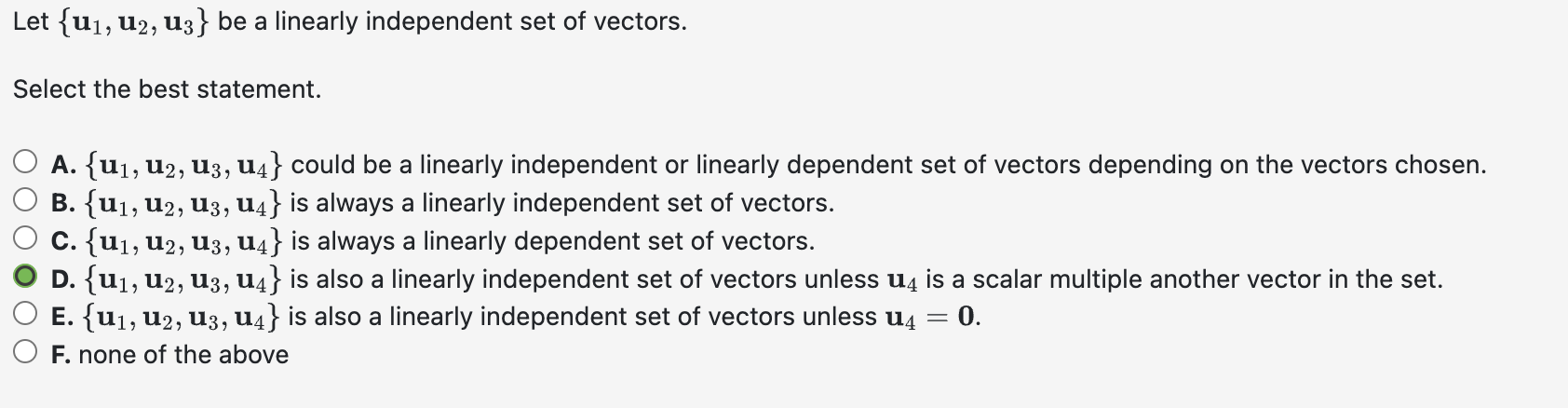 Solved Let U1u2u3 Be A Linearly Independent Set Of 1731