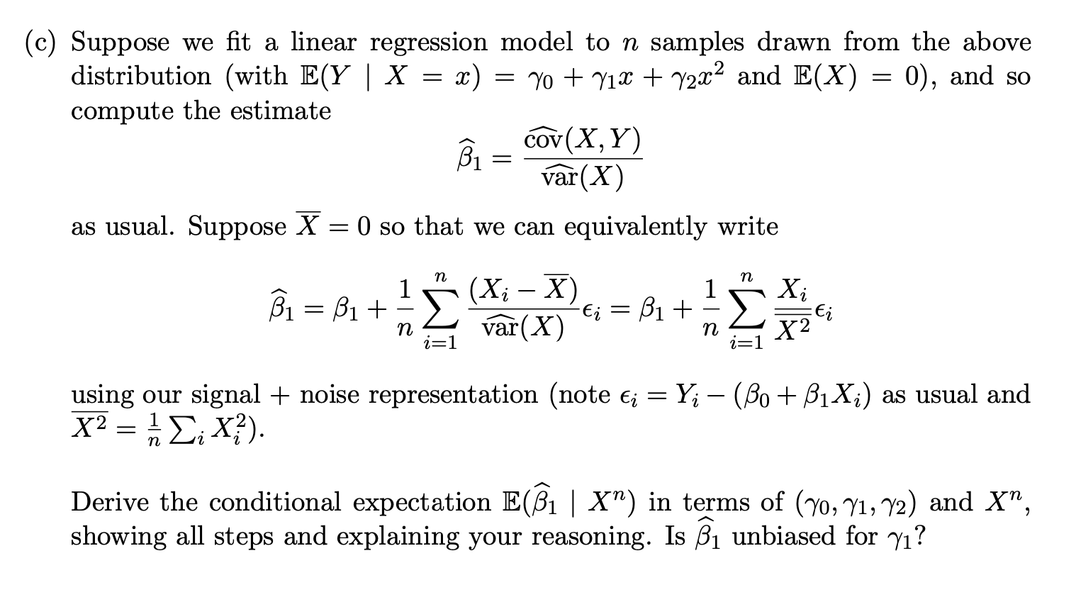 = (c) Suppose we fit a linear regression model to n | Chegg.com