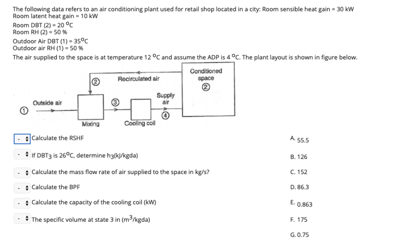 Solved The following data refers to an air conditioning | Chegg.com