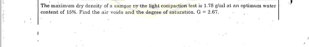 Solved The maximum dry density of a sample by the light | Chegg.com