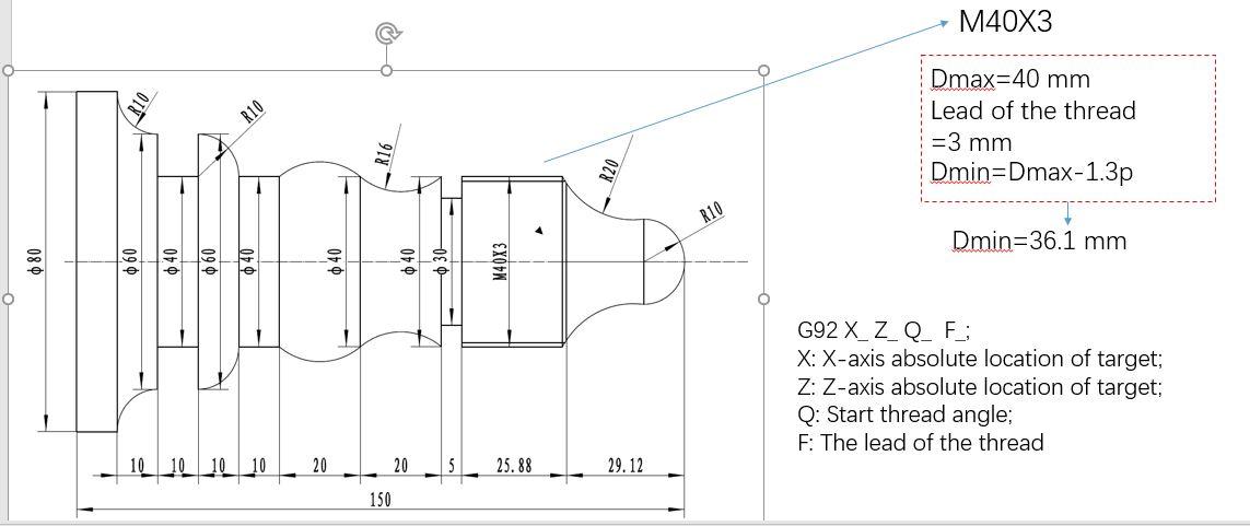 Solved M40X3 R10 Dmax=40 mm Lead of the thread =3 mm | Chegg.com