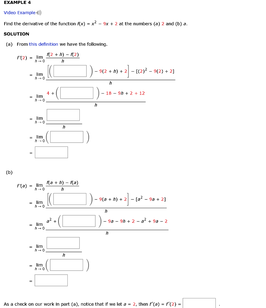 Solved EXAMPLE 4 Video Example) Find the derivative of the | Chegg.com