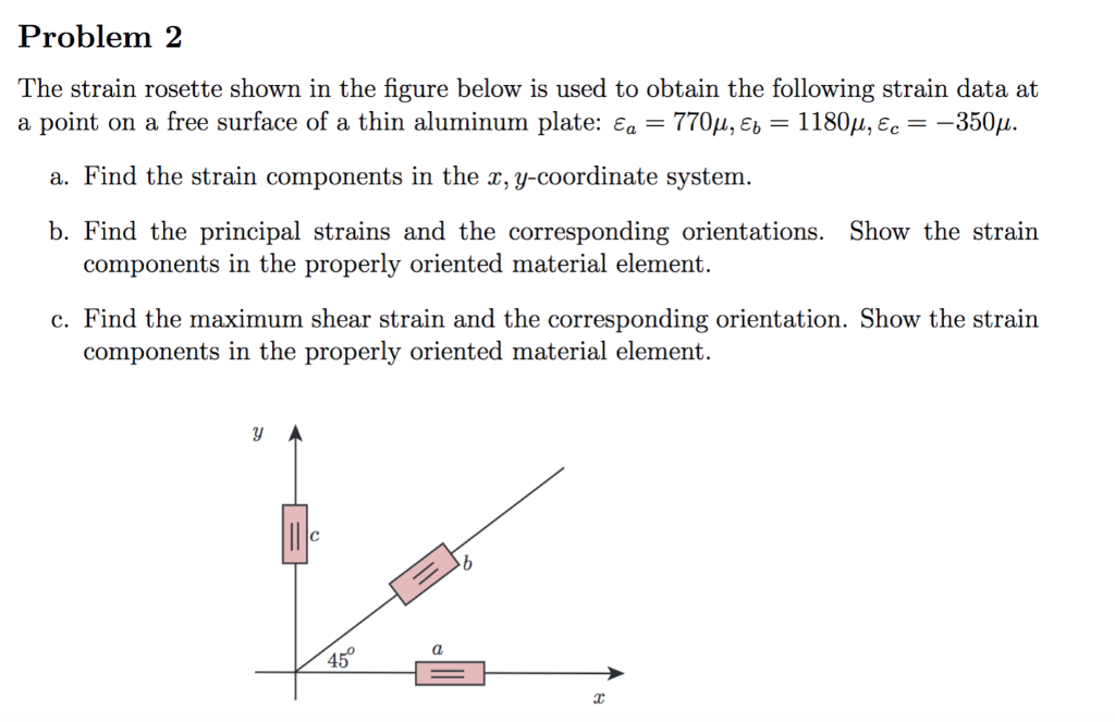 Solved Problem 2 The strain rosette shown in the figure | Chegg.com