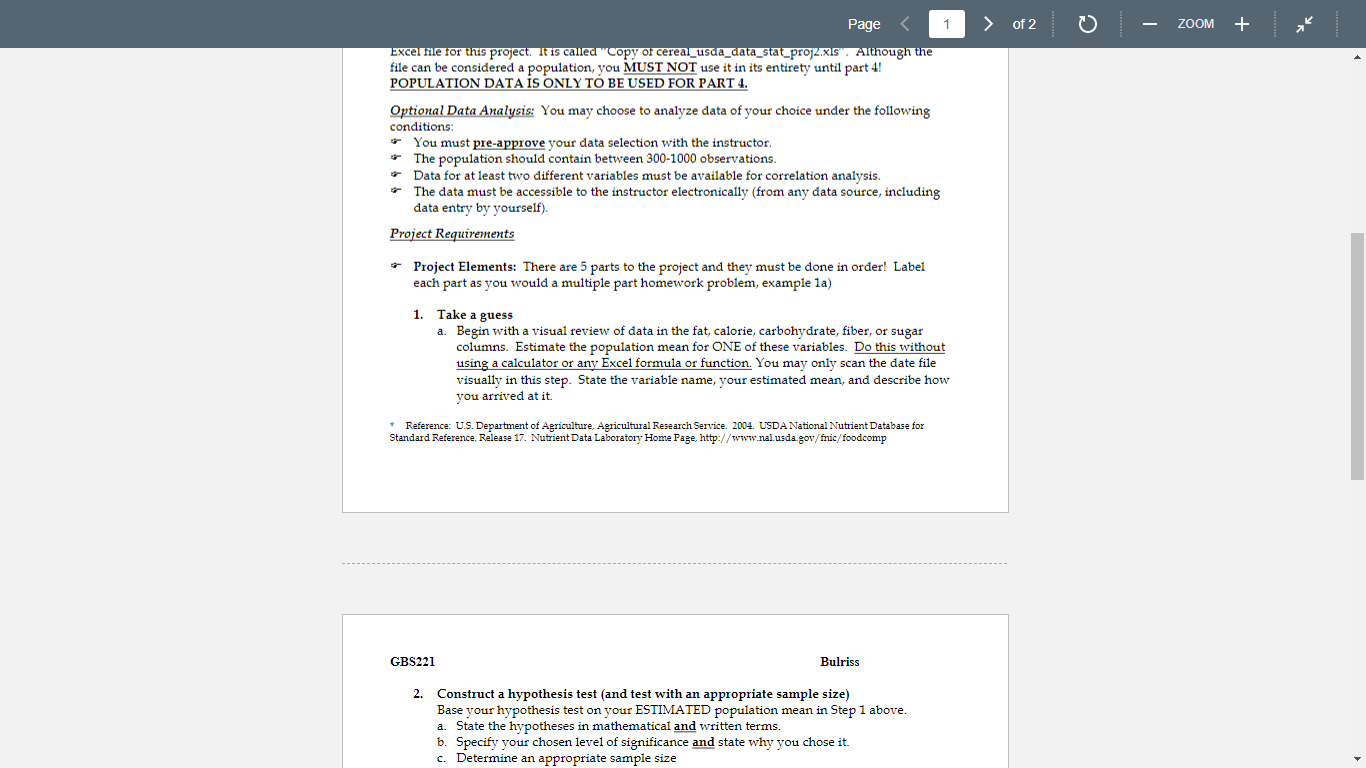 Page 1 of 2 ZOOM + GBS221 Bulriss Inferential | Chegg.com