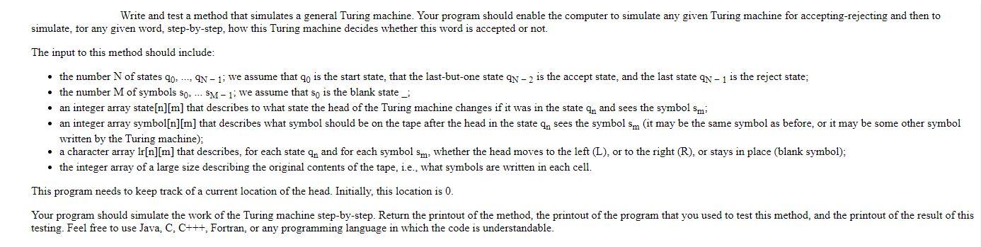 Solved Write and test a method that simulates a general | Chegg.com