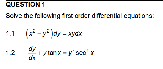 Solved Solve The Following First Order Differential 8520