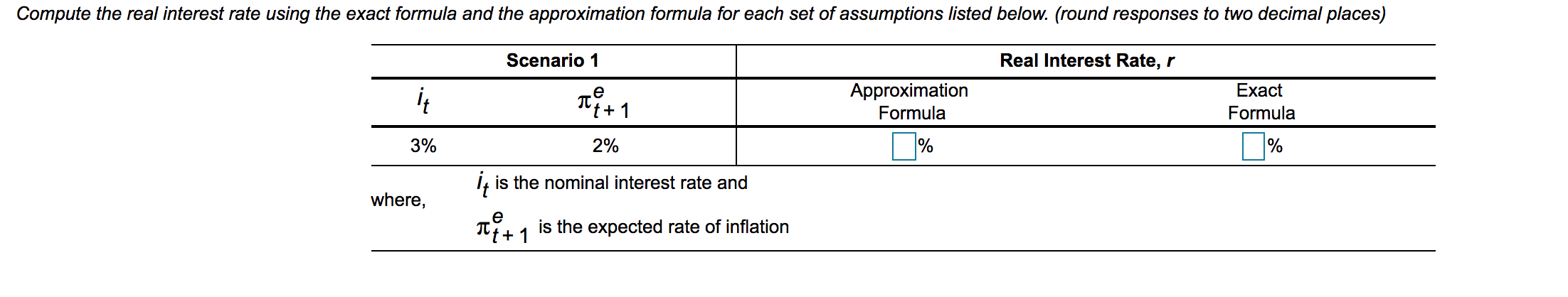 Solved Compute the real interest rate using the exact | Chegg.com