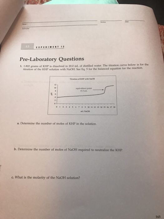 Solved 12 EXPERIMENT 12 Pre-Laboratory Questions 1. 1.802 | Chegg.com