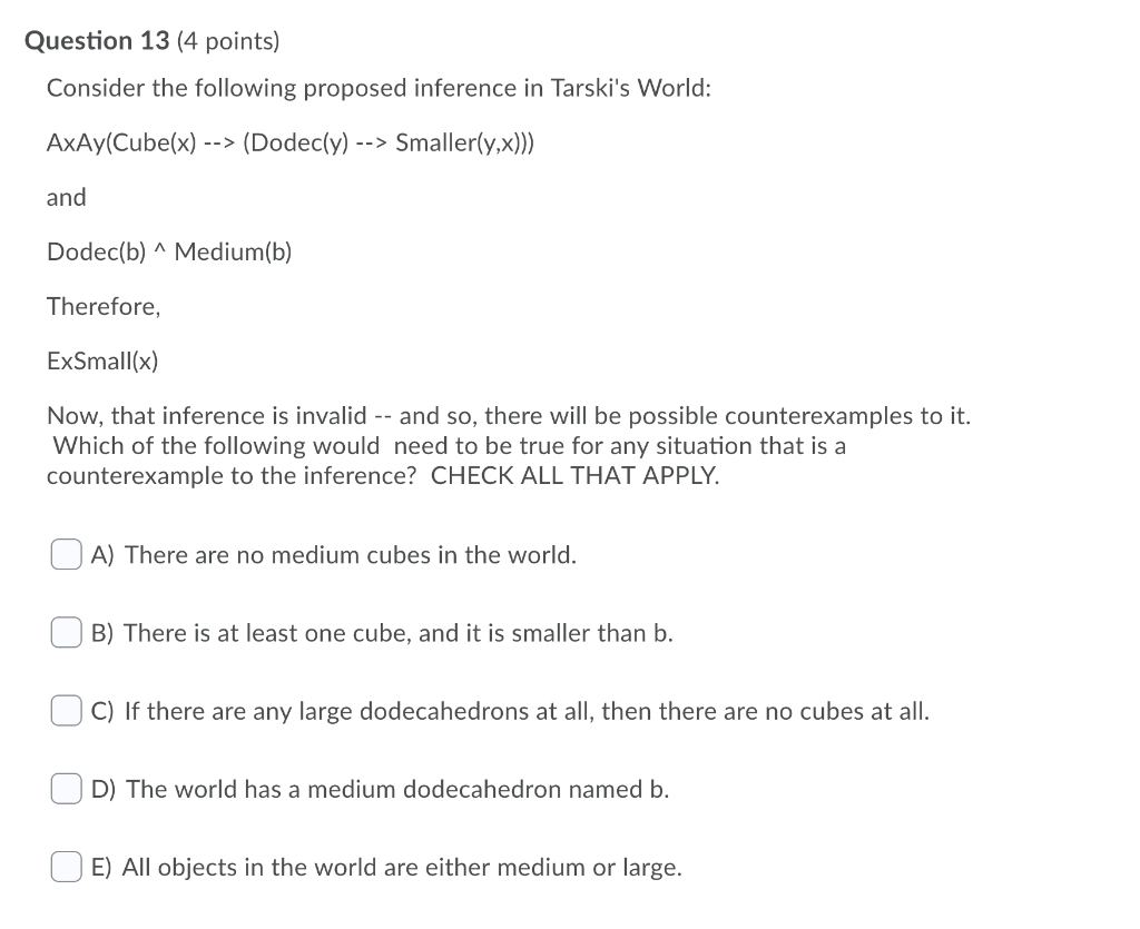 Solved Question 13 (4 Points) Consider The Following | Chegg.com