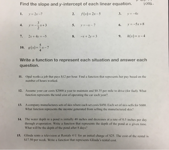 identify the slope and y intercept of the equation x 2y 2