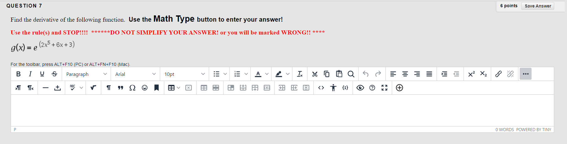 Solved QUESTION 7 6 points Save Answer Find the derivative | Chegg.com