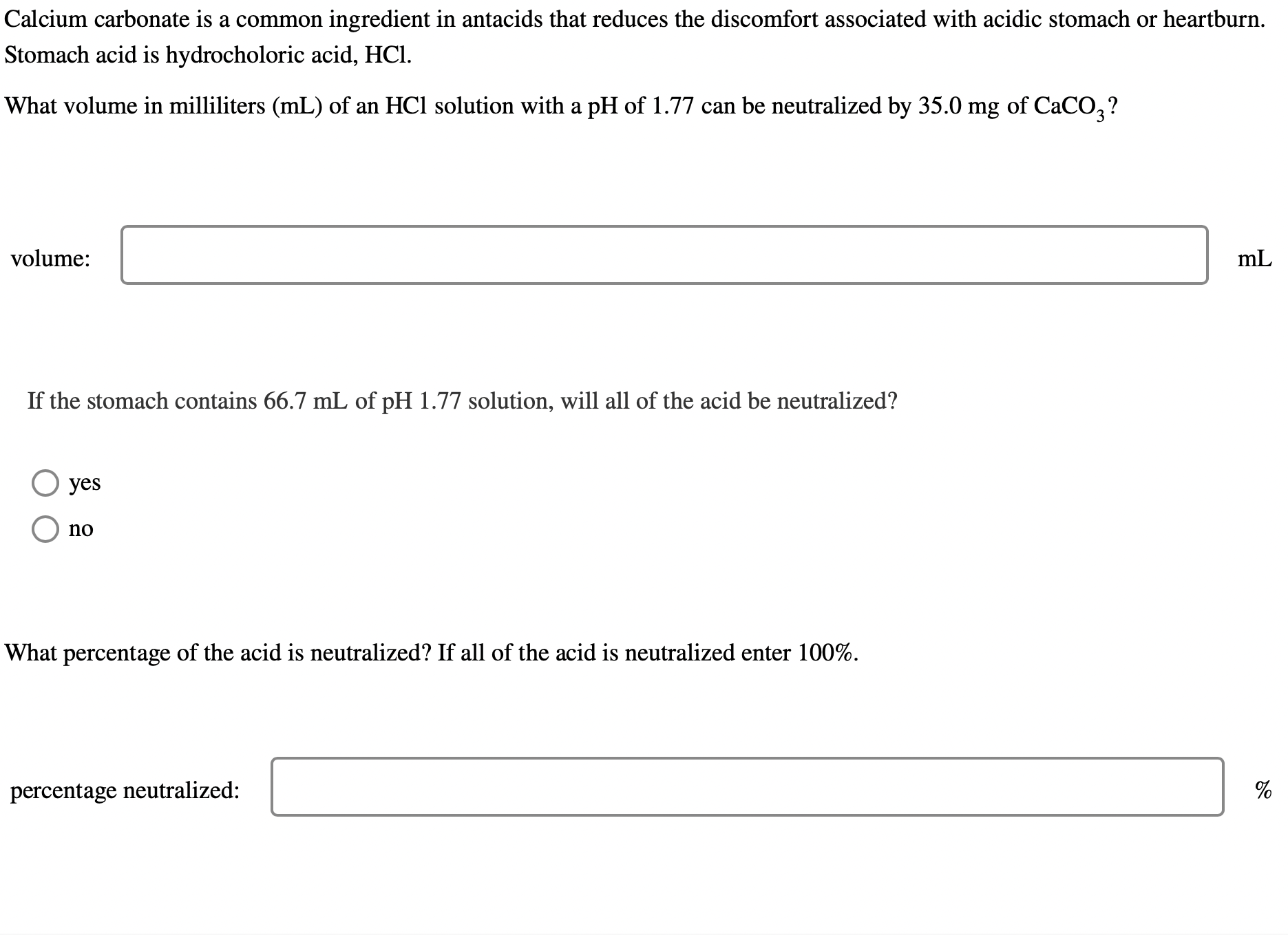 Solved Calcium carbonate is a common ingredient in antacids