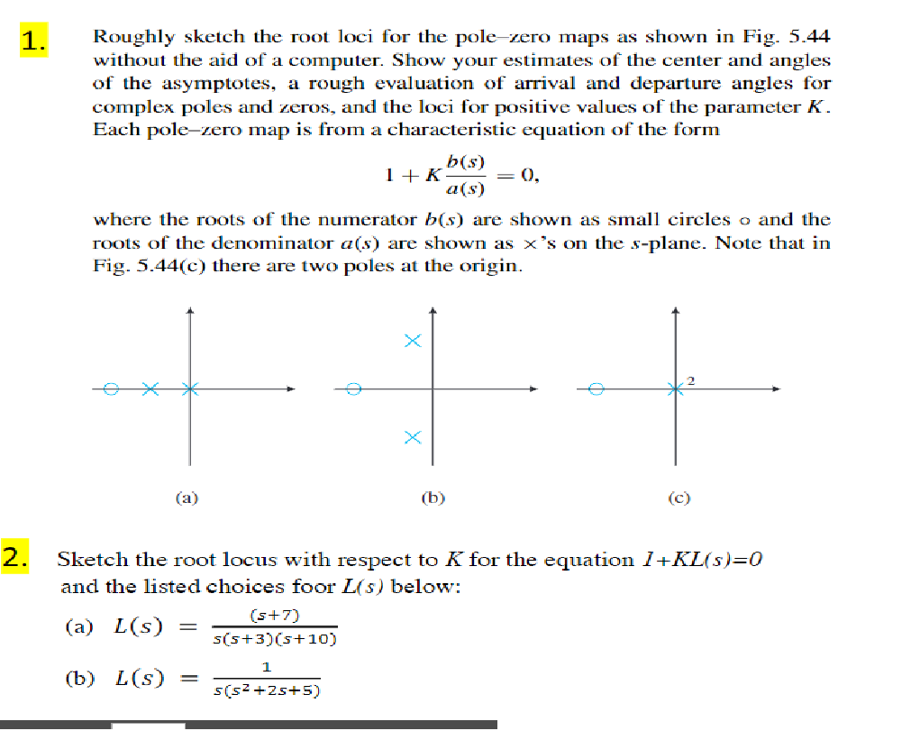 Solved 1. Roughly sketch the root loci for the pole-zero | Chegg.com