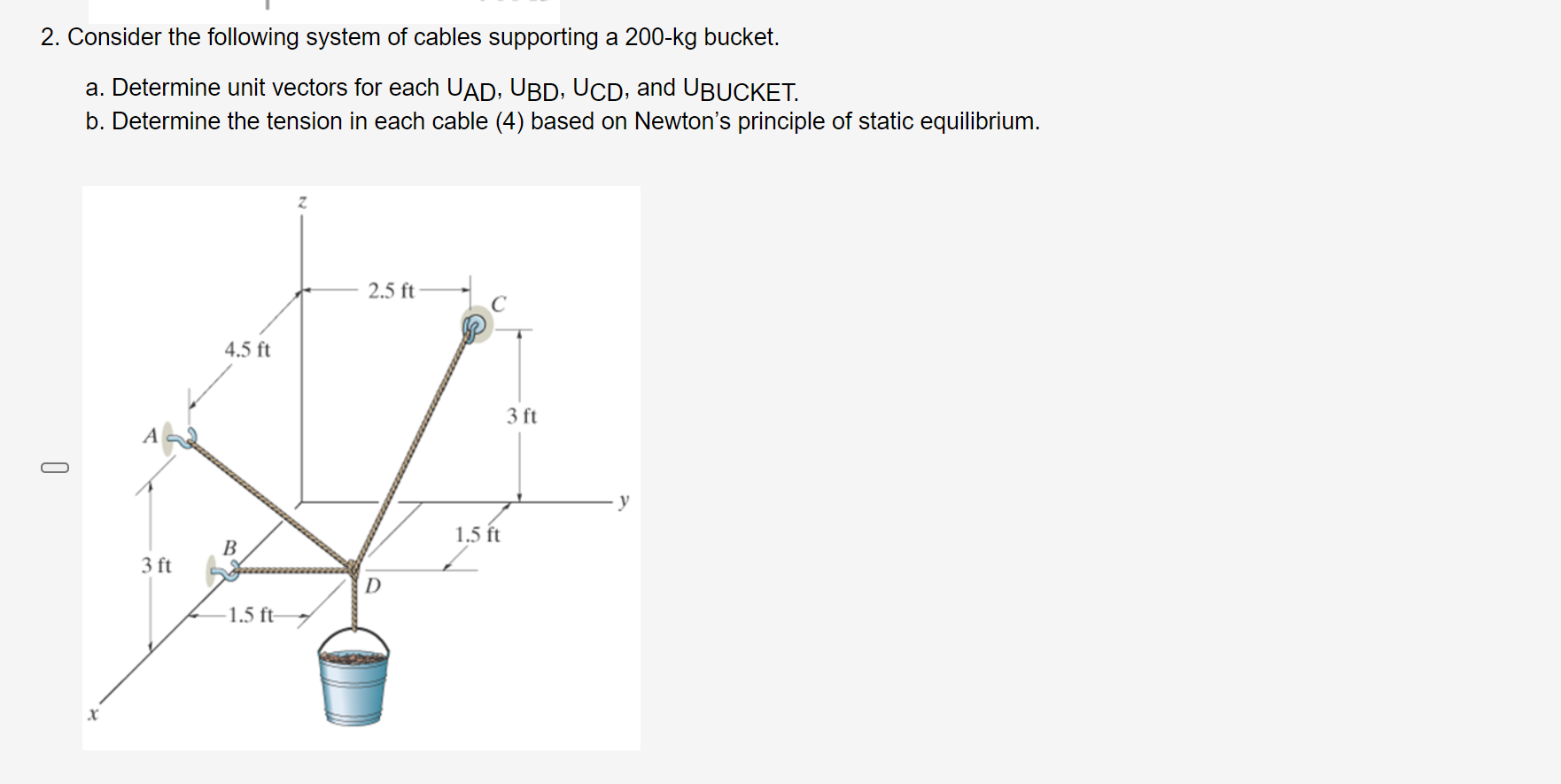 Solved 2. Consider the following system of cables supporting | Chegg.com