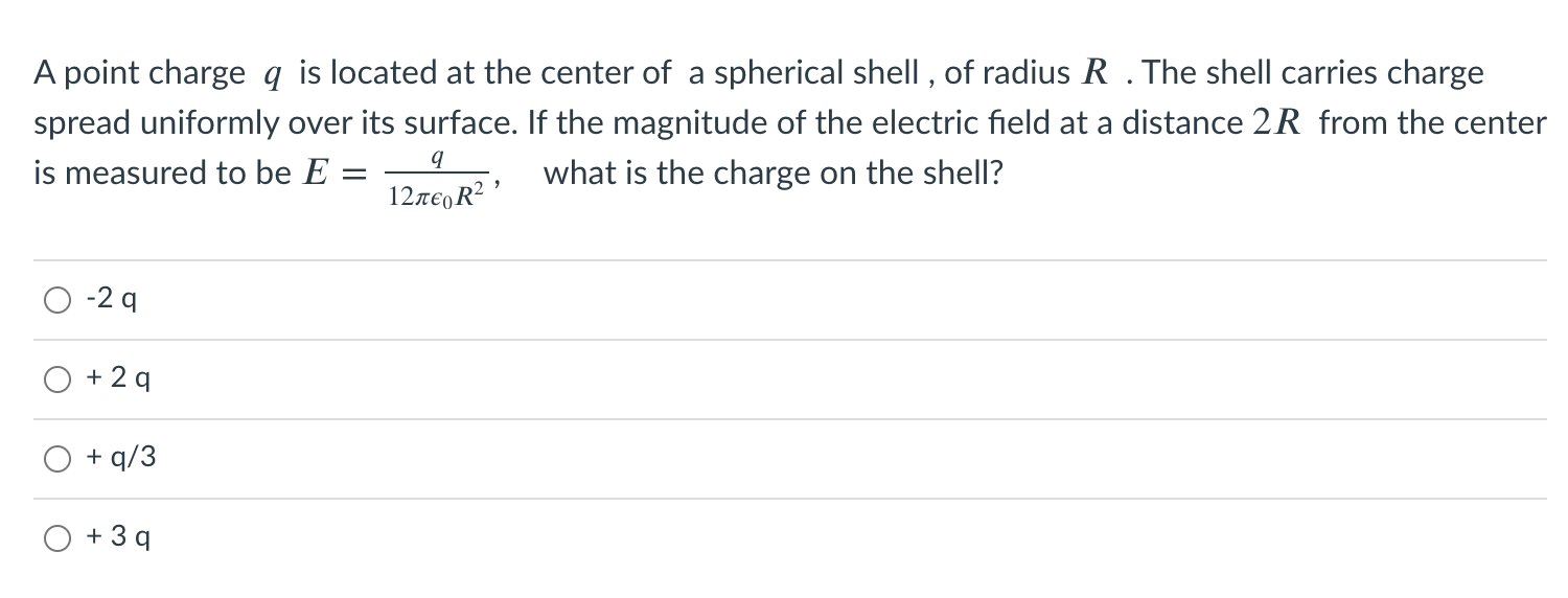 Solved A point charge q is located at the center of a | Chegg.com