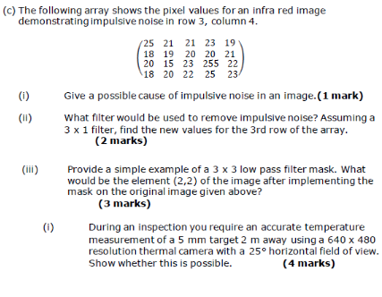 Solved (c) The following array shows the pixel values for an | Chegg.com