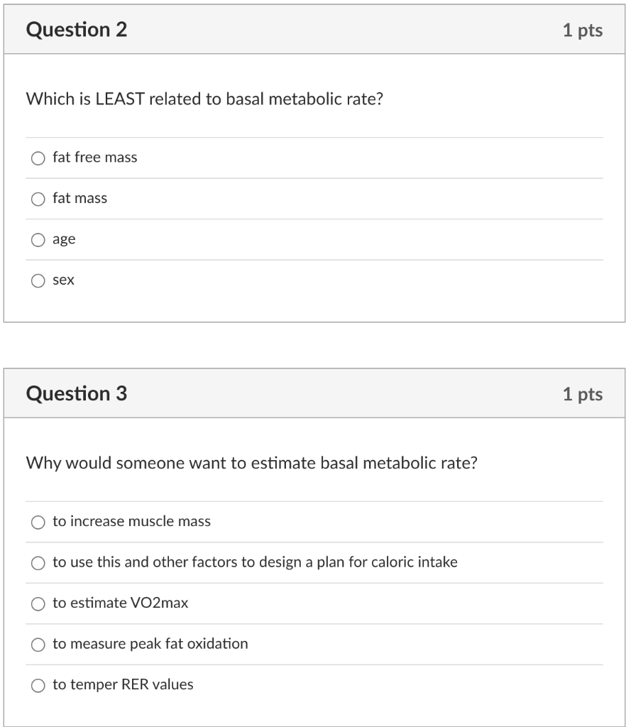 Solved Which is LEAST related to basal metabolic rate? fat | Chegg.com