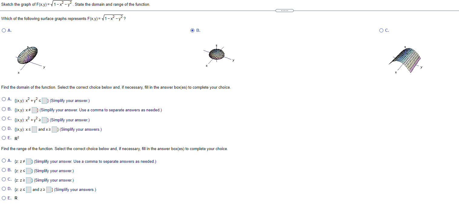 Solved Sketch The Graph Of F X Y 11 X2 Y2 State The Chegg Com