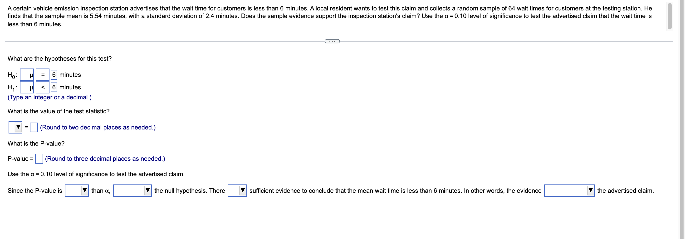 Solved A certain vehicle emission inspection station