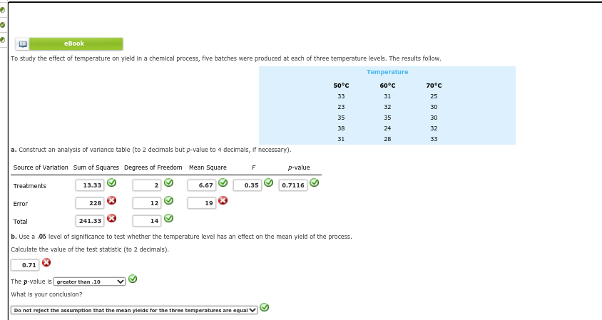 Solved eBook To study the effect of temperature on yield in | Chegg.com