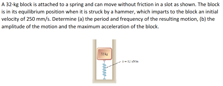 Solved A 32-kg Block Is Attached To A Spring And Can Move | Chegg.com