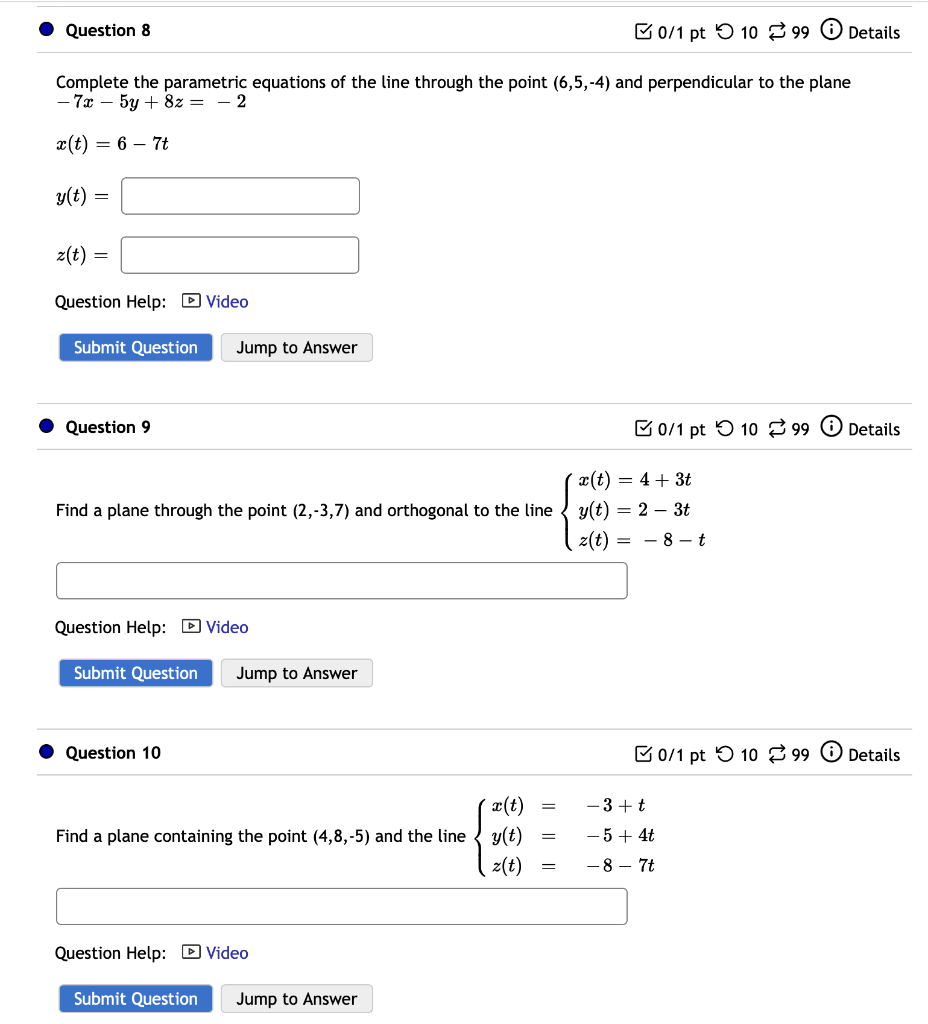 Solved Complete the parametric equations of the line through | Chegg.com
