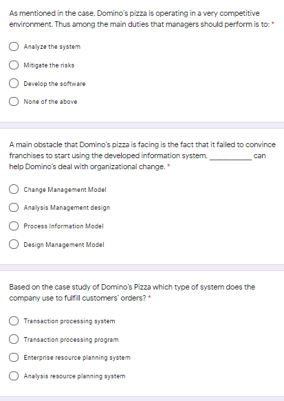 Case study domino's sizzles on MIS