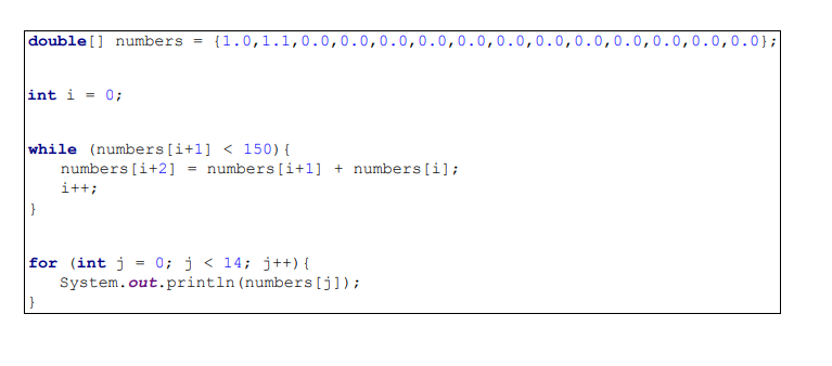Solved double[] numbers = | Chegg.com