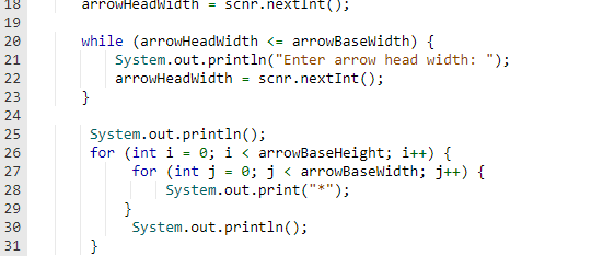 Solved This program outputs a downwards facing arrow | Chegg.com